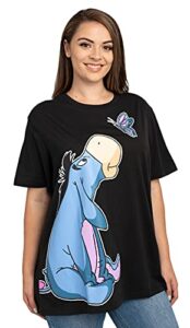 disney plus size womens t-shirt eeyore butterfly side print (black, 5x)