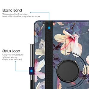 Fintie Case for All-New Amazon Fire HD 10 & Fire HD 10 Plus Tablet (Only Compatible with 11th Generation 2021 Release) - 360 Degree Rotating Swivel Stand Cover Dual Auto Sleep/Wake, Blooming Hibiscus