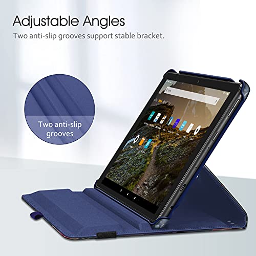 Fintie Case for All-New Amazon Fire HD 10 & Fire HD 10 Plus Tablet (Only Compatible with 11th Generation 2021 Release) - 360 Degree Rotating Swivel Stand Cover Dual Auto Sleep/Wake, Blooming Hibiscus