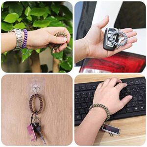 LGEGE 6PCS Stretchable Wristband Wristlet Keychain Wrist Key Chain Wristlet,Spring Flexible Spiral Wrist Coil ​Wrist band Bracelet Key Holder Key Ring for Sauna Gym Pool ID Badge and Outdoor Sports