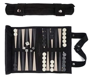 sondergut- backgammon - genuine leather backgammon - travel backgammon (black)