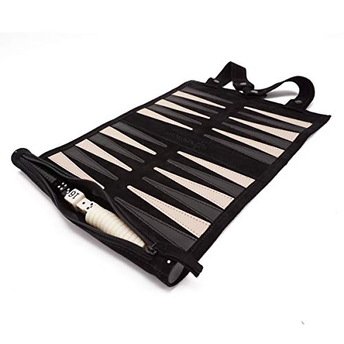 Sondergut- Backgammon - Genuine Leather Backgammon - Travel Backgammon (Black)