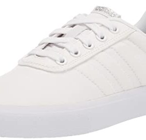 adidas Women's Vulc Raid3r Skate Shoe, White/White/Silver Metallic, 9