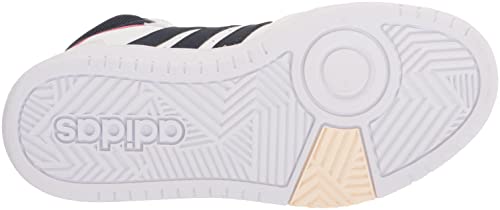 adidas Women's Hoops 3.0 Mid Basketball Shoe, White/Legend Ink/Rose Tone, 9