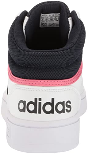 adidas Women's Hoops 3.0 Mid Basketball Shoe, White/Legend Ink/Rose Tone, 9