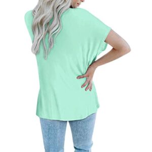 T Shirts Women Short Sleeve Casual Summer Tops Oversized Green L