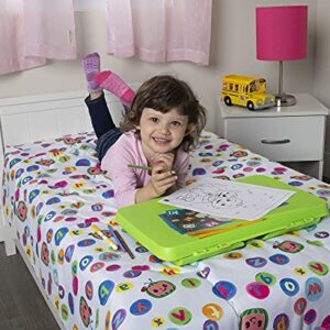 CoCoMelon Kids Lap Desk with Storage - Folding Lid and Collapsible Design - Portable for Travel or use in Bed at Home - Great for Writing, Reading or Other School Activities