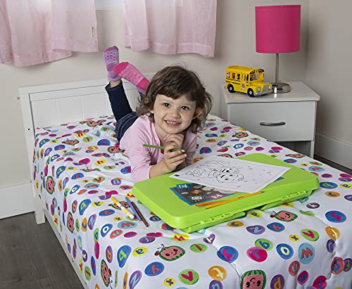 CoCoMelon Kids Lap Desk with Storage - Folding Lid and Collapsible Design - Portable for Travel or use in Bed at Home - Great for Writing, Reading or Other School Activities