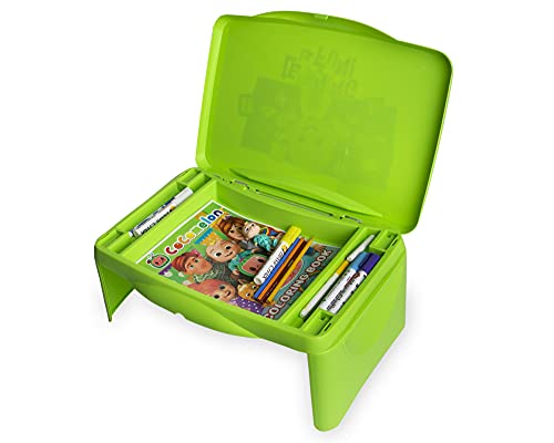 CoCoMelon Kids Lap Desk with Storage - Folding Lid and Collapsible Design - Portable for Travel or use in Bed at Home - Great for Writing, Reading or Other School Activities