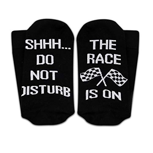 2PAIRS Racing Game Gift Race Car Gift SHH Do Not Disturb The Race Is On Racing Fans Gift Socks (Race is on)