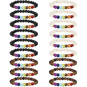 hazms 18 pcs chakra bracelets for women men-crystal bracelets beaded bracelets lava rock 7 chakra crystals and healing stones bracelets 8mm relief yoga menditation beads bracelets for womens