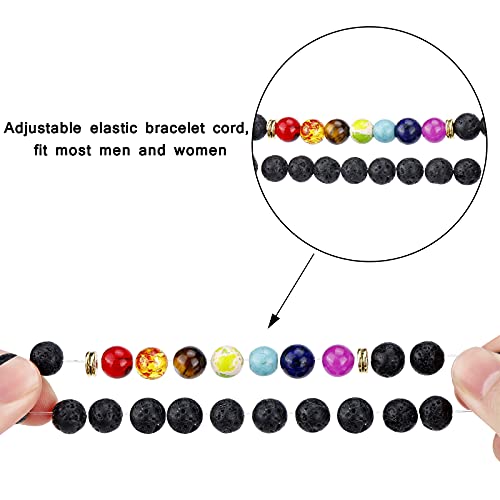 Hazms 18 Pcs Chakra Bracelets for Women Men-Crystal Bracelets Beaded Bracelets Lava Rock 7 Chakra Crystals and Healing Stones Bracelets 8mm Relief Yoga Menditation Beads Bracelets for Womens