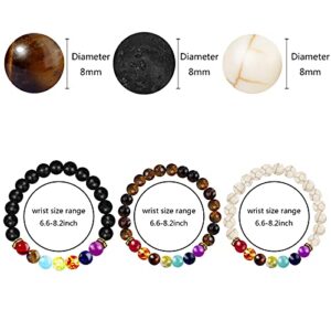 Hazms 18 Pcs Chakra Bracelets for Women Men-Crystal Bracelets Beaded Bracelets Lava Rock 7 Chakra Crystals and Healing Stones Bracelets 8mm Relief Yoga Menditation Beads Bracelets for Womens