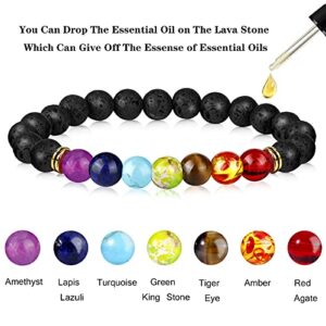 Hazms 18 Pcs Chakra Bracelets for Women Men-Crystal Bracelets Beaded Bracelets Lava Rock 7 Chakra Crystals and Healing Stones Bracelets 8mm Relief Yoga Menditation Beads Bracelets for Womens