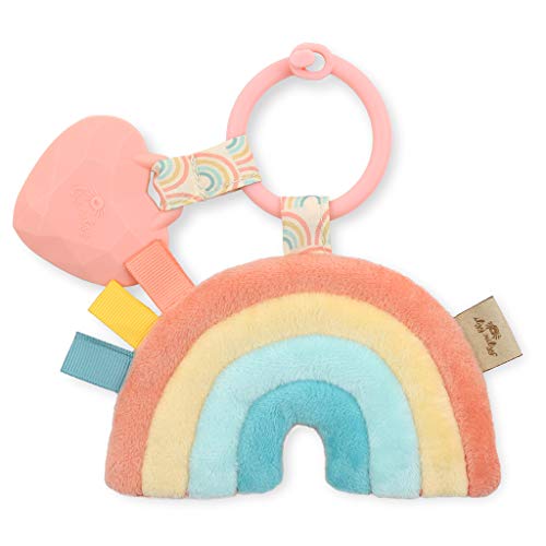 Itzy Ritzy Itzy Pal Infant Toy & Teether; Includes Lovey, Crinkle Sound, Textured Ribbons & Silicone Teether, Rainbow