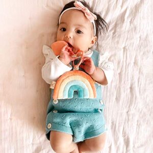 Itzy Ritzy Itzy Pal Infant Toy & Teether; Includes Lovey, Crinkle Sound, Textured Ribbons & Silicone Teether, Rainbow