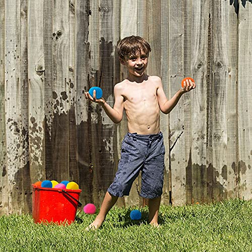 beetoy Sponge Balls for Water Fights 48 Reusable Water Balloons Water Balls Highly Absorbent Cotton Water Sponges Fight with Mesh Bag Water Toys for Pool Parties Trampoline Sprinklers and Summer Fun