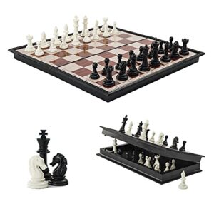 mukayimo mini chess board, 7.08" x 7.08" folding chess set with magnetic pieces, travel chess set, board game for kids and family. (small size)