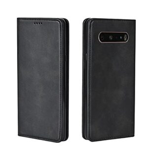 bgtxcz lg v60 thinq case, lg v60 thinq wallet case, [flip fold leather] pu leather case with kickstand function and id credit card slot, magnetic closure phone cover for lg v60 thinq 5g(black)
