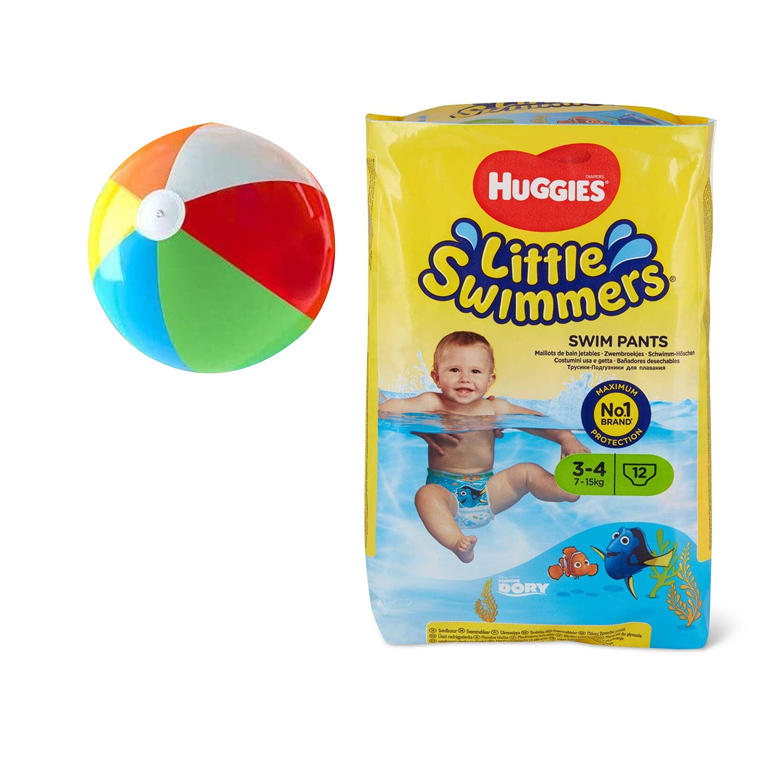 YDF Small Little Swimmers Disposable Swim Pants 15lb 34lb 12 Count Bonus Inflatable Pool Ball 5 inch Small Pack of 12