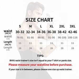 BVVU Waist Trainer Trimmer for Men,Mens Waist Trainer Tummy Control Sweat Wrap Black