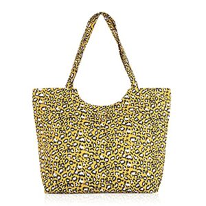 riah fashion boho rattan crochet straw woven basket bali handbag - round circle crossbody, large shopper beach tote bag (oversized tote - leopard mustard)