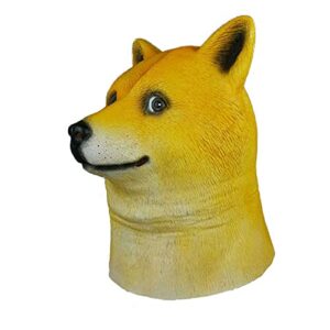 Trippy Lights Doge Coin Doge Token Adult Teen Large Boy Overhead Face Mask Latex Dog Mask