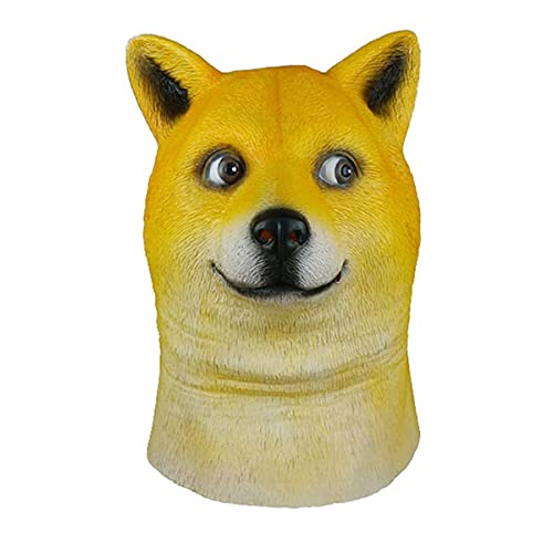 Trippy Lights Doge Coin Doge Token Adult Teen Large Boy Overhead Face Mask Latex Dog Mask