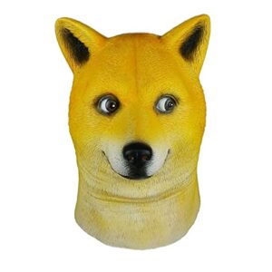 Trippy Lights Doge Coin Doge Token Adult Teen Large Boy Overhead Face Mask Latex Dog Mask