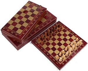chess portable set portable set wooden portable chessboard folding board game international set for party family activities backgammon lqhzwyc (size : l)