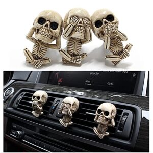 skull car air fresheners vent clips for halloween car accessories interior decorations for men women teens, cute goth skeleton decor car scents truck stuff, funny christmas halloween gifts for dad mom