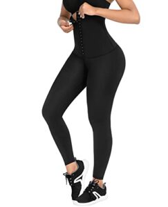 feelingirl high waisted workout compression leggings for women tummy control yoga pants with waist trainer attached