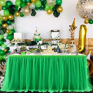 CO-AVE 6FT Green Table Skirt Tutu Table Cloth for St. Patrick's Day Kids Birthday Party Dessert Round Tables Christmas Home Decoration(L 6(ft),H30in)