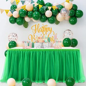 CO-AVE 6FT Green Table Skirt Tutu Table Cloth for St. Patrick's Day Kids Birthday Party Dessert Round Tables Christmas Home Decoration(L 6(ft),H30in)