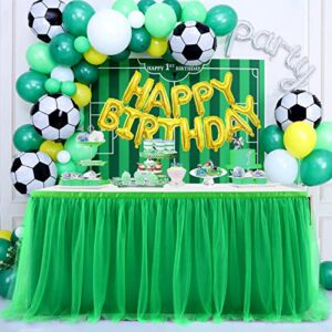 CO-AVE 6FT Green Table Skirt Tutu Table Cloth for St. Patrick's Day Kids Birthday Party Dessert Round Tables Christmas Home Decoration(L 6(ft),H30in)