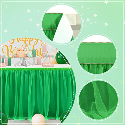 CO-AVE 6FT Green Table Skirt Tutu Table Cloth for St. Patrick's Day Kids Birthday Party Dessert Round Tables Christmas Home Decoration(L 6(ft),H30in)