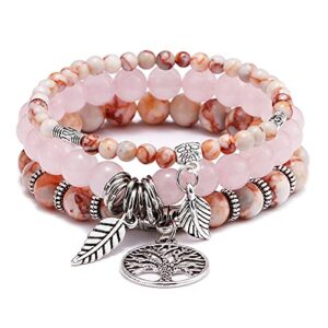 ximeo tree of life semi precious original design crystals and healing stones yoga beaded bracelets beach charm bracelet set for women girls, ocean jewelry