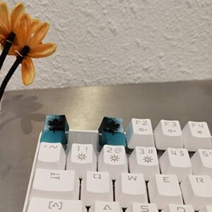 cho26key Gaming Keycaps for Cherry MX Switches(OEM R4) Hand Made Resin Key caps… (Ink Ice Maple Leaf（R4）)