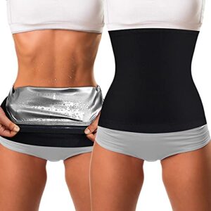 geyoga waist trimmer sweat waist trainer wrap stomach wraps for women bodybuilding (silver inner,s)
