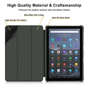 Supveco Case for All New Fire HD 10 Tablet 11th Generation and Fire HD 10 Plus 2021 - Ultra Slim Smart Cover with Auto Wake/Sleep for Fire HD 10 Tablet 10.1 Inch, Black