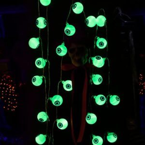 16.4ft 30 led halloween decorations eyeball string lights decor clearance for home-battery operated w/8 modes twinkle green lights for indoor outdoor halloween party supplies garden yard decoration
