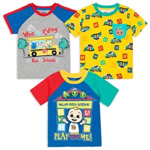 cocomelon jj toddler boys 3 pack graphic raglan t-shirts 4t multicolor