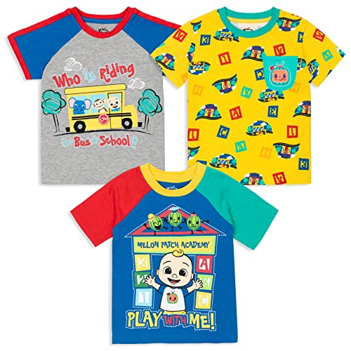 CoComelon JJ Toddler Boys 3 Pack Graphic Raglan T-Shirts 4T Multicolor