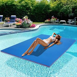 outroad lily pad floating mat, 3-layer xpe foam 9 ft water pad for beach, ocean, lake, roll-up floating island for water recreation and relax, blue