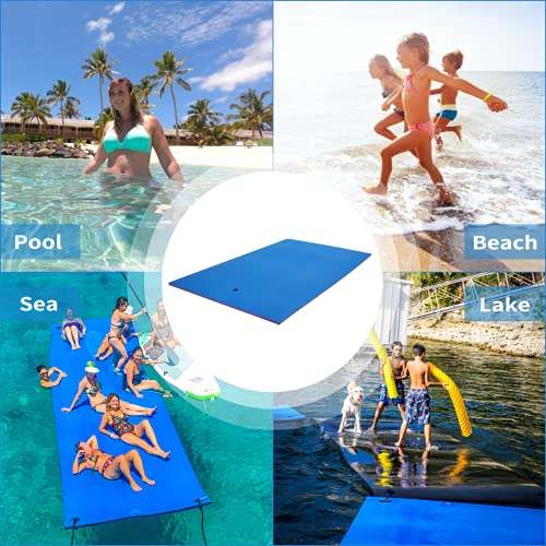 Outroad Lily Pad Floating Mat, 3-Layer XPE Foam 9 Ft Water Pad for Beach, Ocean, Lake, Roll-Up Floating Island for Water Recreation and Relax, Blue