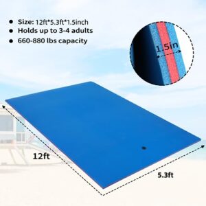 Outroad Lily Pad Floating Mat, 3-Layer XPE Foam 9 Ft Water Pad for Beach, Ocean, Lake, Roll-Up Floating Island for Water Recreation and Relax, Blue