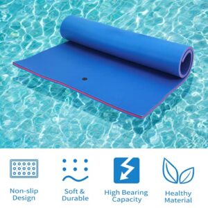 Outroad Lily Pad Floating Mat, 3-Layer XPE Foam 9 Ft Water Pad for Beach, Ocean, Lake, Roll-Up Floating Island for Water Recreation and Relax, Blue