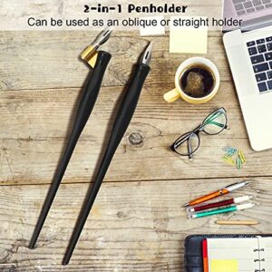 Zonon Oblique Calligraphy Dip Pen Set Include 2-in-1 Calligraphy Oblique or Straight Penholder with 8 Pieces Replacement Nibs (2 Sets)