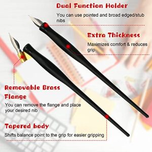 Zonon Oblique Calligraphy Dip Pen Set Include 2-in-1 Calligraphy Oblique or Straight Penholder with 8 Pieces Replacement Nibs (2 Sets)