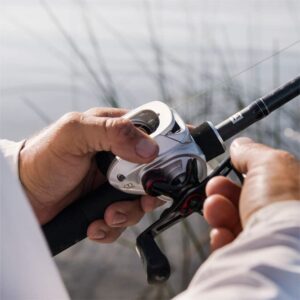 13 FISHING - Origin F1 Baitcast Reel - 6.6:1 Gear Ratio - Right Hand Retrieve (100 Size) (Fresh) - OF1-6.6-RH, Silver/Black/Red